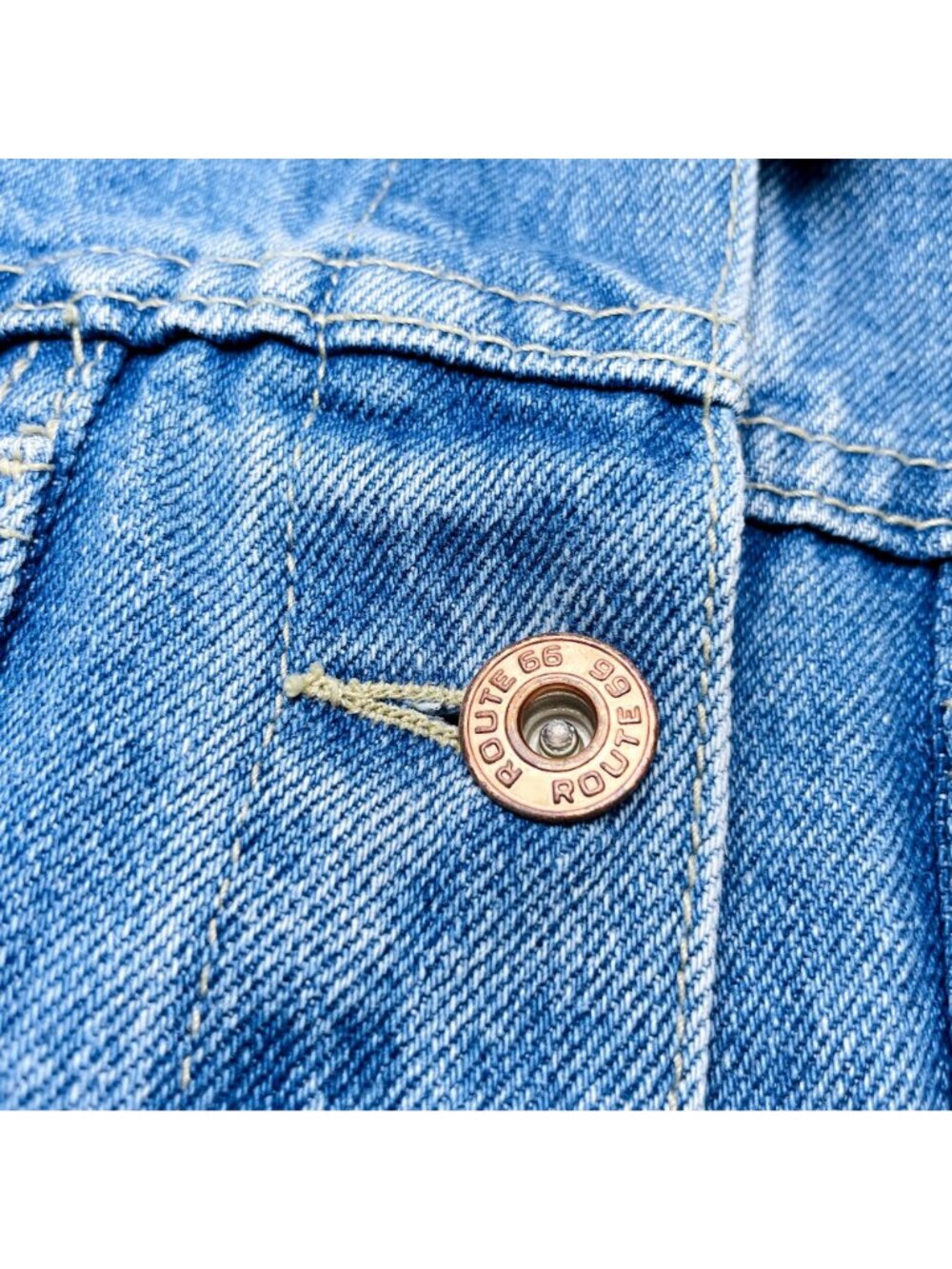 Vintage Route 66 Denim Jean Jacket Gender Neutral Kids 10 - 12 / Adult XS - Picture 14 of 14